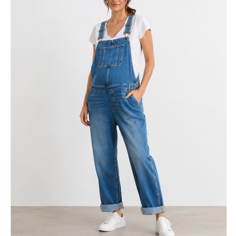 HATCH The Denim Maternity Overall Womens Small Blue Stretch Bib Jeans Casual